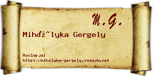 Mihályka Gergely névjegykártya